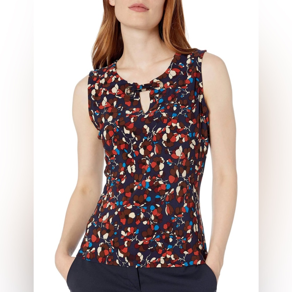 Tommy Hilfiger Women's Sleeveless Printed Grommet Top